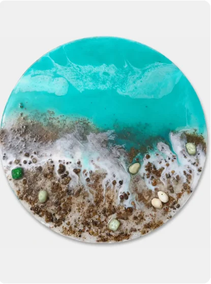 Handcrafted Round Resin Ocean Art / Wall Decor