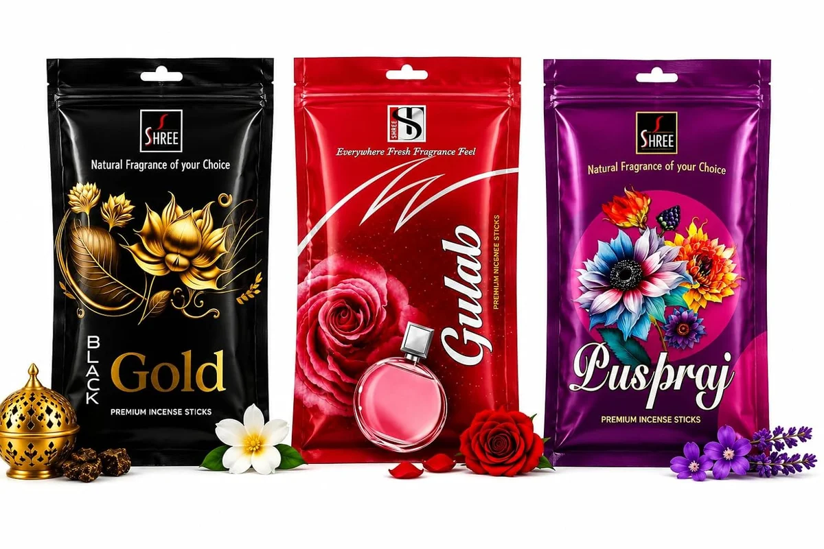 Premium Incense Sticks Combo Pack (Gulab, Black Gold & Pushparaj) | Long Lasting Rose & Floral Agarbatti | Home, Temple, Meditation & Aromatherapy