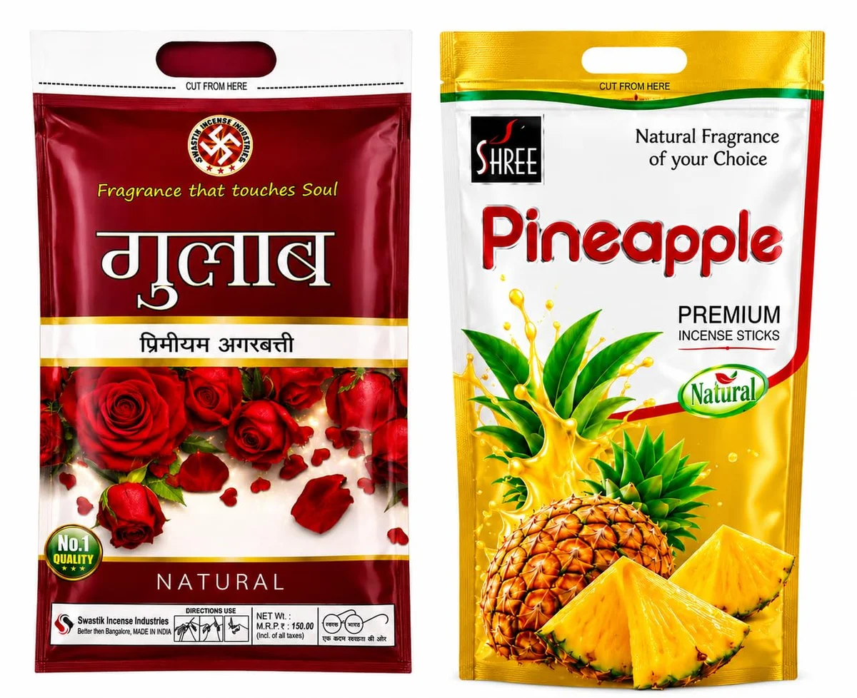 Pineapple & Gulab Premium Incense Sticks Combo | Fruity Rose Agarbatti | Long Lasting Fragrance for Home, Temple, Meditation, Prayer, Yoga & Daily Worship