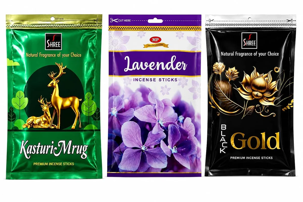 Premium Incense Sticks Combo (Lavender, Black Gold & Kasturi) | Long Lasting Agarbatti | Natural Aroma for Prayer, Meditation, Yoga, Home, Office, Temple