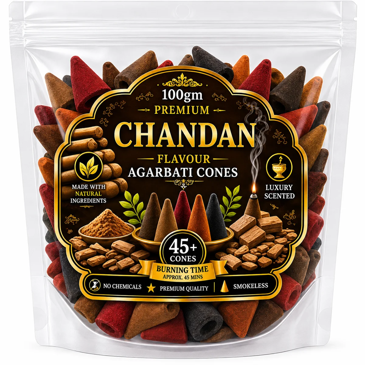 PREMIUM CHANDAN FLAVOUR MULTICOLOUR CONE AGARBATTI