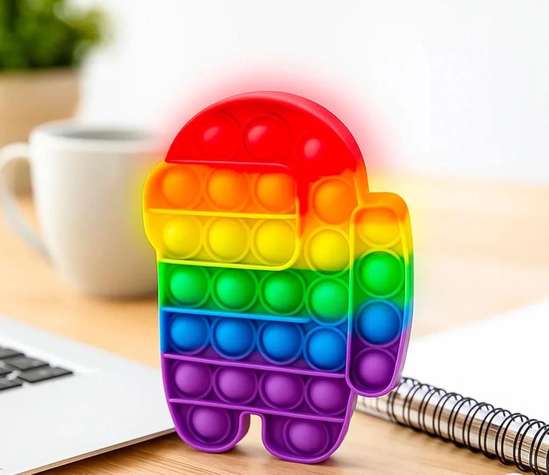 PAWANAPUTRA Silicone Pop It Fidget Toy, 2 Pieces, Rainbow Colour, Stress Relief & Focus Aid