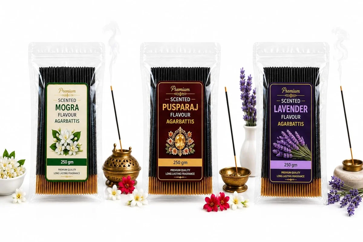 Lavender Mogra pusparaj Scented Agarbatti Combo Pack 250g*3