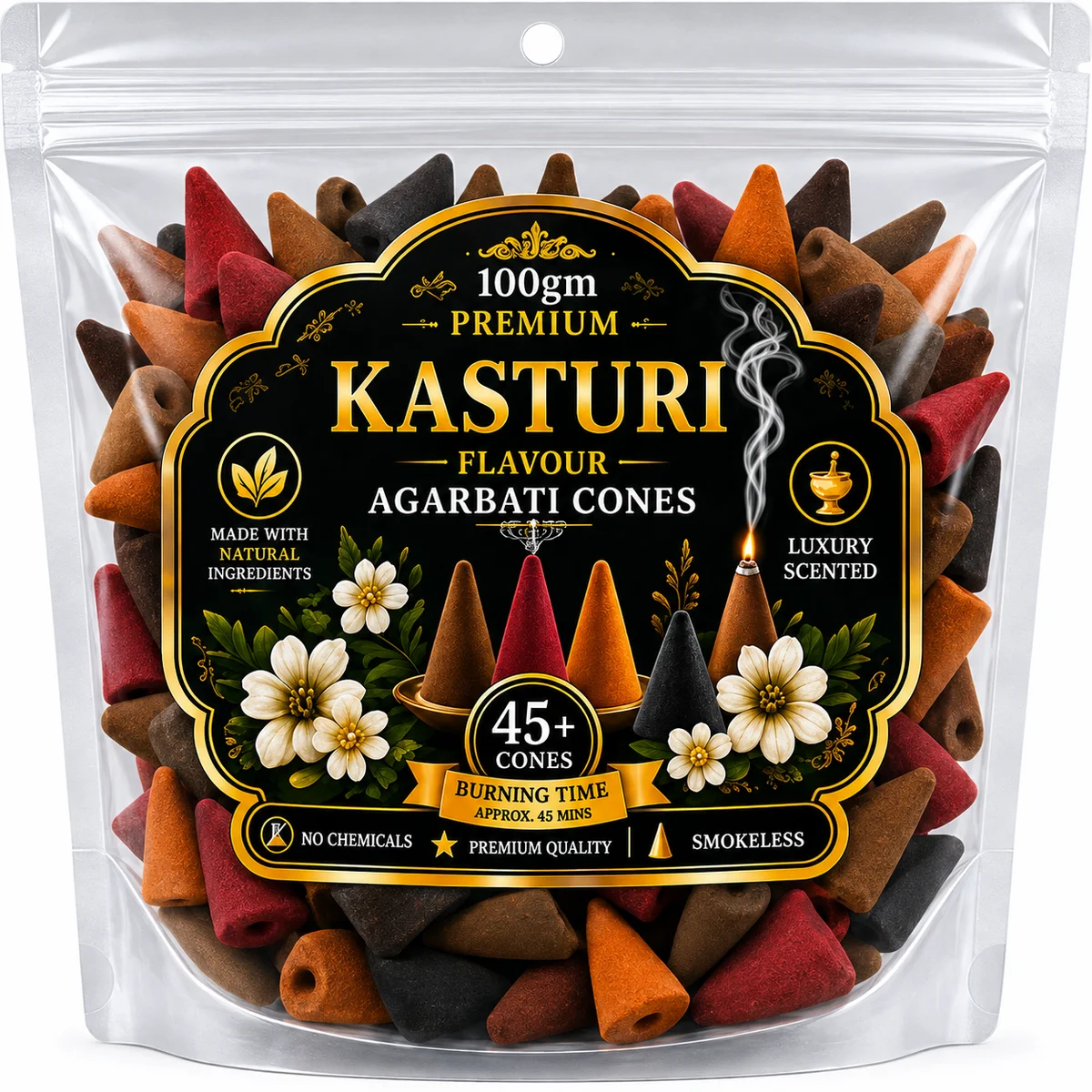 PREMIUM KASTURI FLAVOUR MULTICOLOUR CONE AGARBATTI