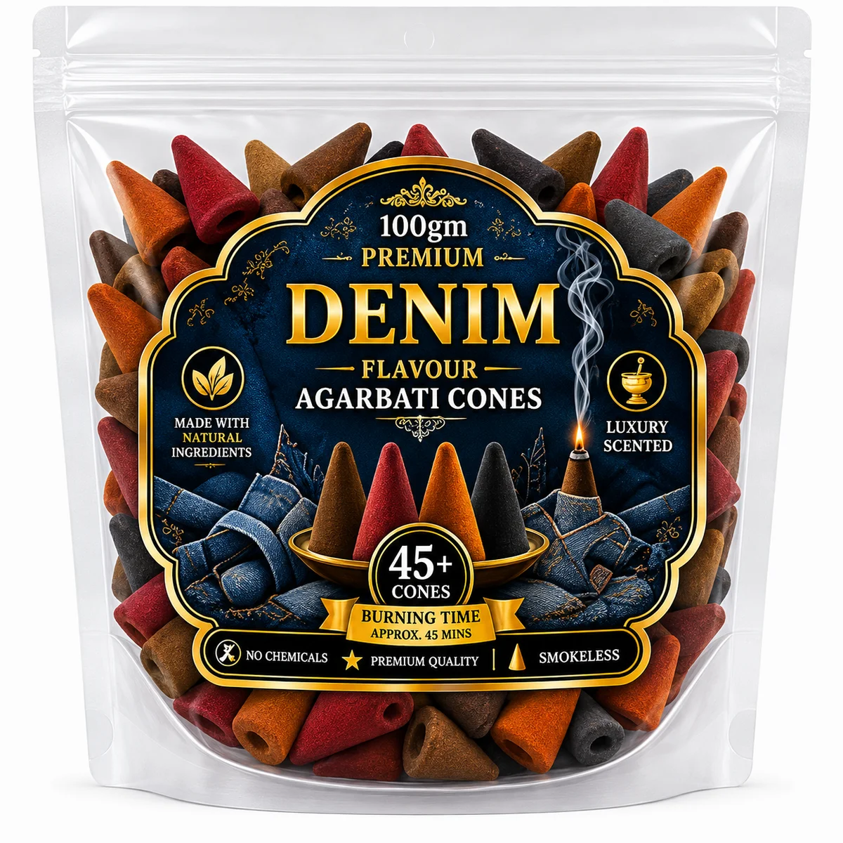 PREMIUM DENIM FLAVOUR MULTICOLOUR CONE AGARBATTI