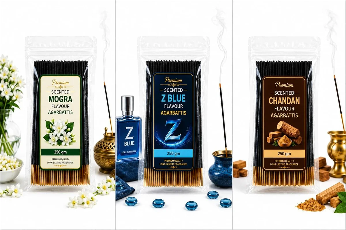 Zblue Mogra Chandan Scented Agarbatti Combo Pack 250g*3