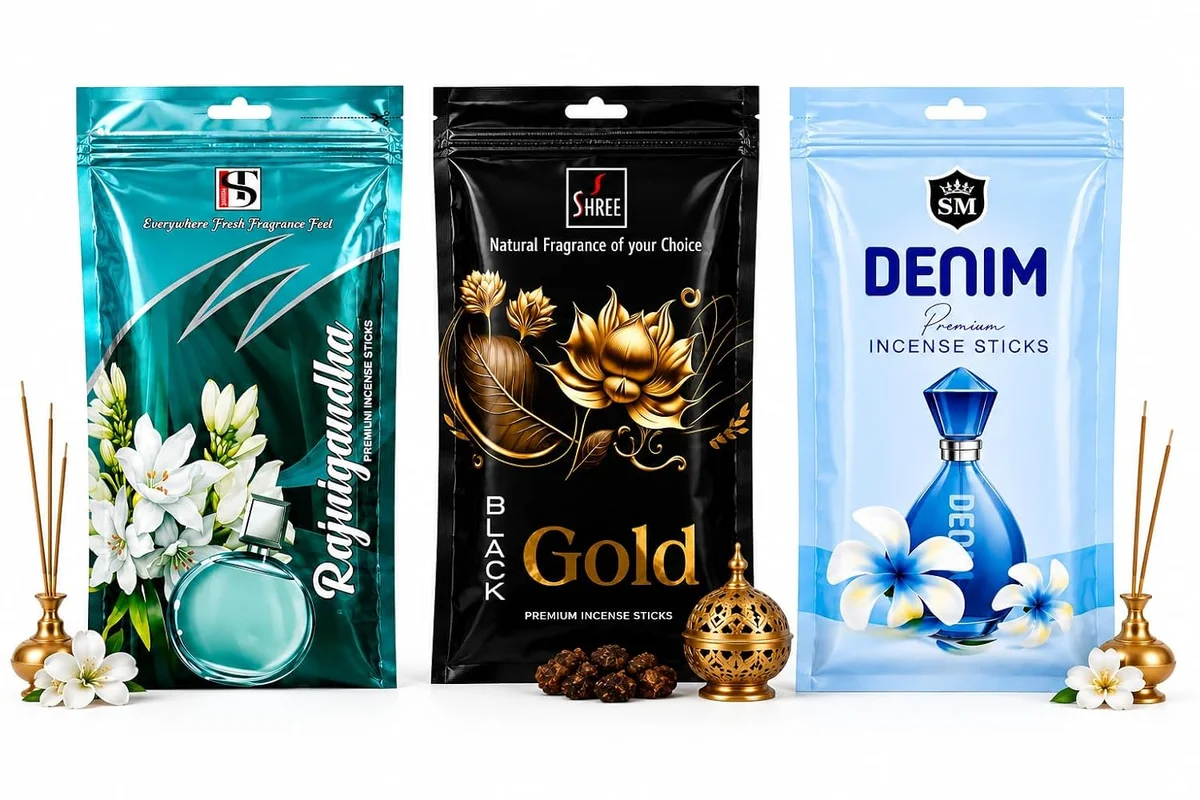 Premium Incense Sticks (Rajnigandha, Black Gold & Denim) | Long Lasting Agarbatti | Floral & Fresh Aroma for Prayer, Meditation, Home, Temple & Office