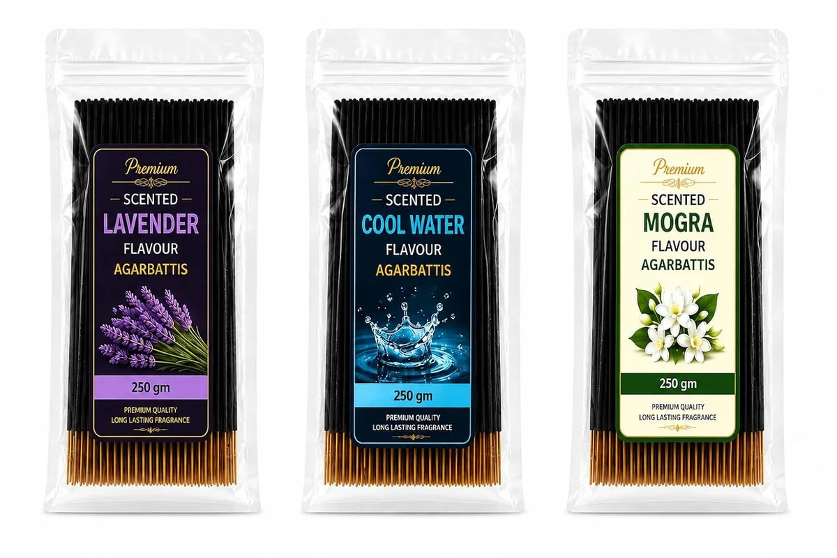 Premium Scented Agarbatti Sticks Combo – Lavender, Cool Water & Mogra Fragrance, 250g Each | Pack of 3 | Long Lasting Aroma for Pooja, Meditation, Home & Office