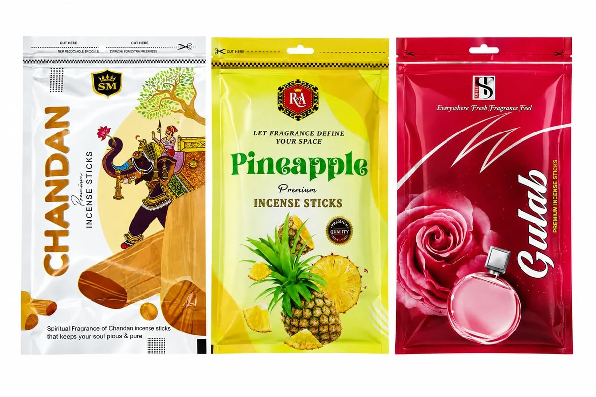 Premium Incense Sticks (Pineapple, Chandan & Gulab) | Long Lasting Agarbatti | Fresh Fruity, Sandalwood & Rose Aroma for Prayer, Meditation & Home