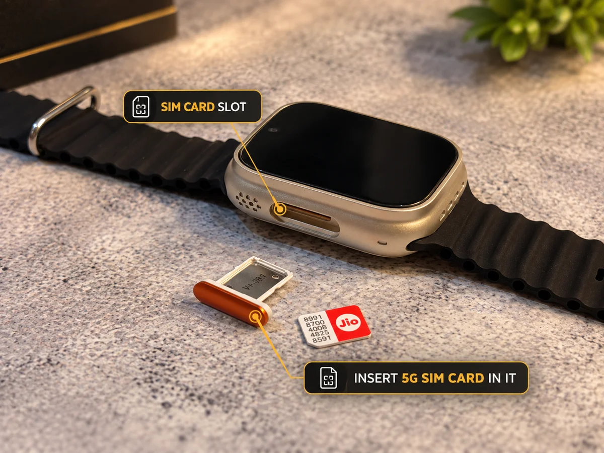 Ultra S9 Pro Max 5G Smartwatch SIM Card Slot and SIM Insertion Guide