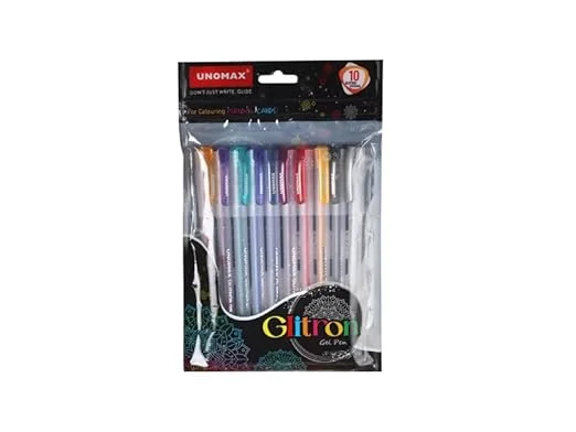 UNOMAX Glitron Gel Pen 10 Colours Multicolor