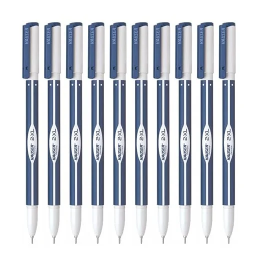 Hauser 2 XL Fine Tip Ball Pen | 2-XL Writing Length with Jumbo Refill | Minimalistic & Aesthetic Body Design | Blue Ink,