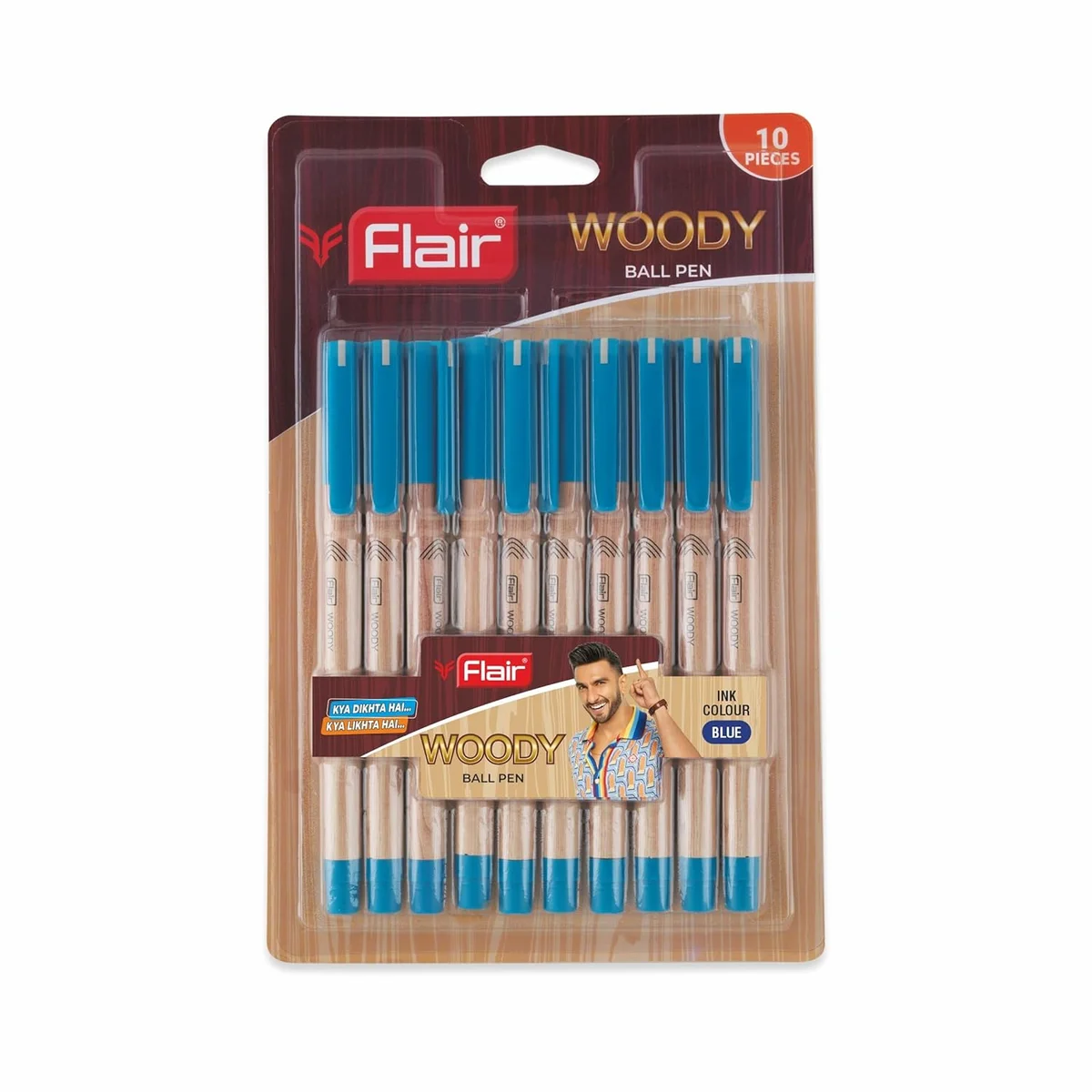 FLAIR Woody 0.7mm Ball Pen Blister Pack
