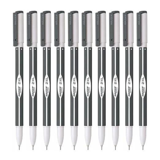 Hauser 2 XL Fine Tip Ball Pen | 2-XL Writing Length with Jumbo Refill | Minimalistic & Aesthetic Body Design | Black Ink,