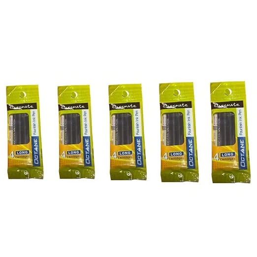Classmate Octane Fountain Ink Pen Cartridges, Blue, Long Size