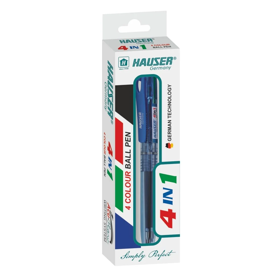 Hauser Germany 4 in 1 Retractable Ball Pen Box Pack