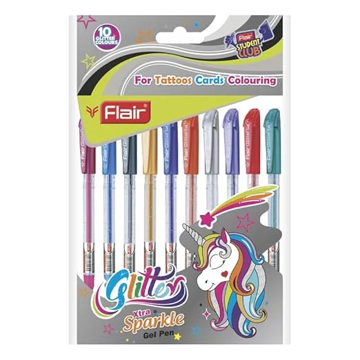 FLAIR Glitter Sparkle 1.0mm Gel Pen Blister Pack