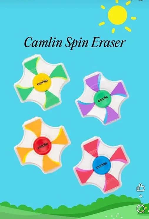Camlin Spin Eraser, Colorful Pinwheel Design,