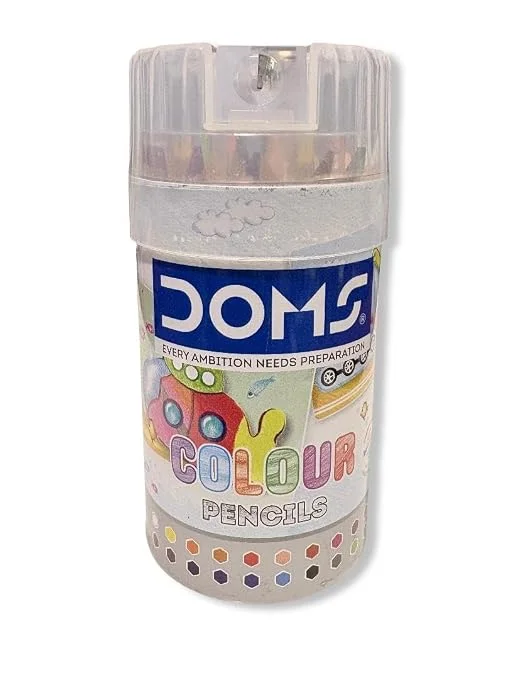 Doms HSC Colour Pencils Set | Round Tin | Half Size 24 Color | Art and School Supplies | pack of 1