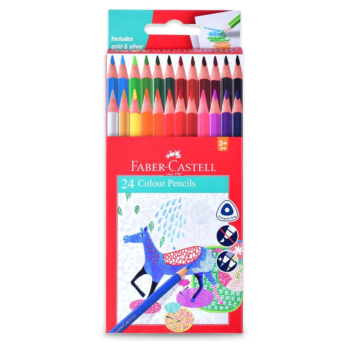 Faber-Castell Triangular Colour Pencil Set – Pack of 24