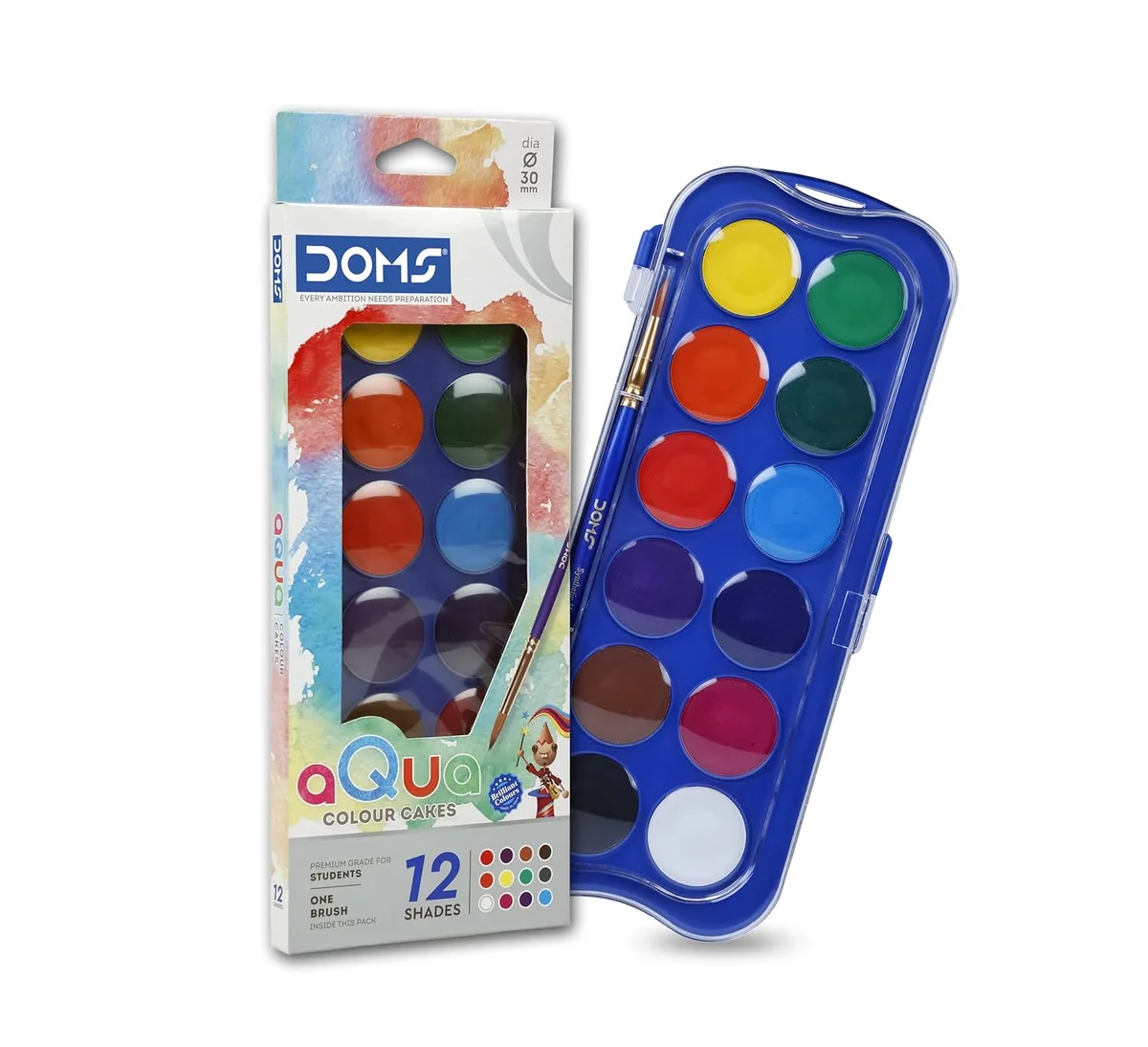 Doms 12 Shades 30mm Water Color Cakes