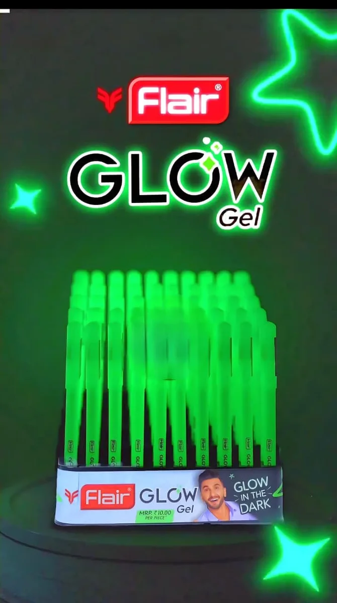 FLAIR GLOW (Glows In The Dark) Waterproof Gel Pen 0.7mm Tip-Blue Ink