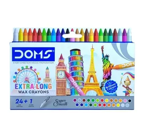 DOMS 24 + 1 Non-Toxic Extra Long Wax Crayon Set