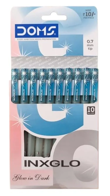 Doms INXGLO (Glow in Dark) Ballpen-Blue Ink-0.7mm Needle Tip