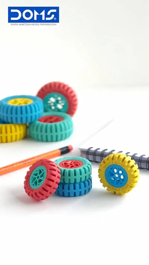 Doms Mini E-Racer Wheel Shape Erasers Pack