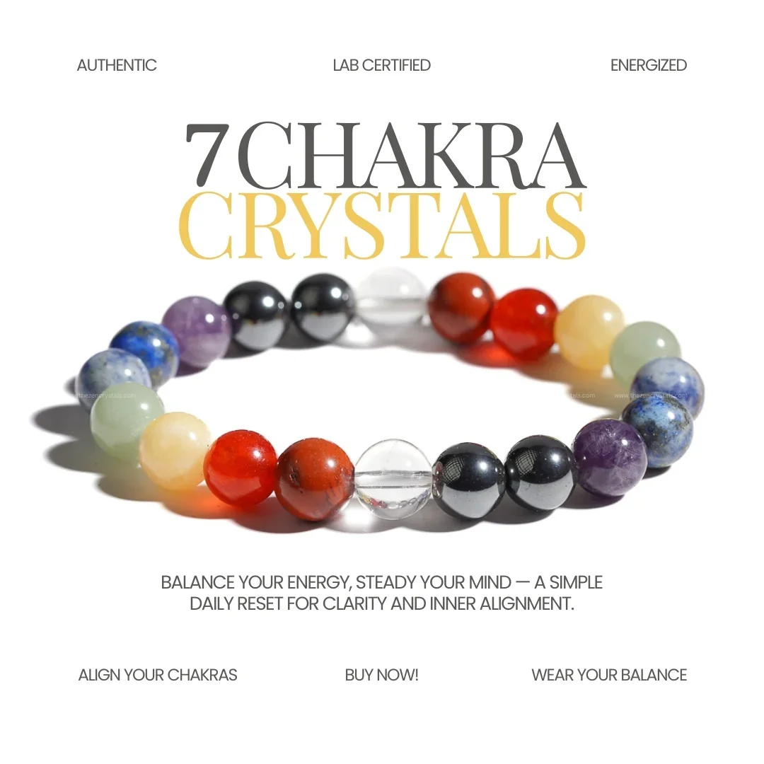 Lumina Authentic 7 Chakra Healing Bracelet (8mm Natural Gemstone Beads) | Spiritual Alignment, Balance & Aura Protection for Men & Women