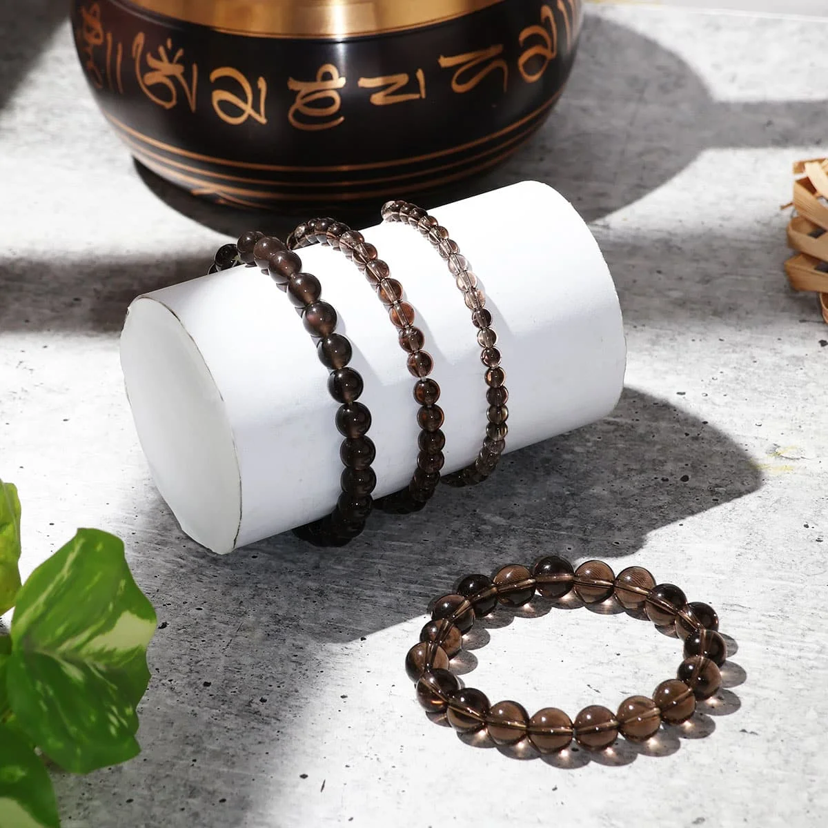 Lumina Natural Smoky Quartz Bracelet (8mm Beads) | Negative Energy Shield, Stress Relief & Root Chakra Grounding Stone for Men & Women