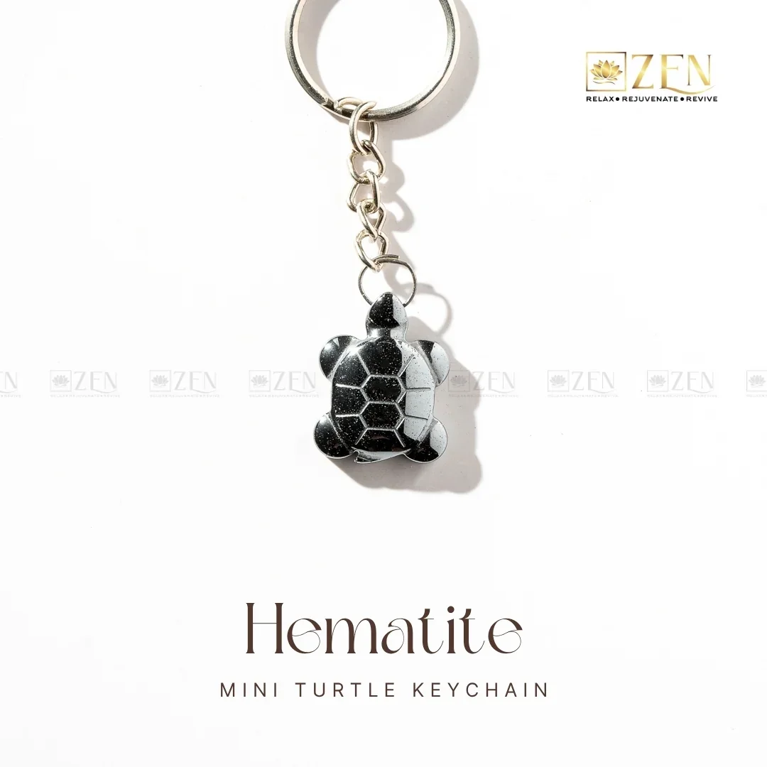 Hematite Turtle Keychain