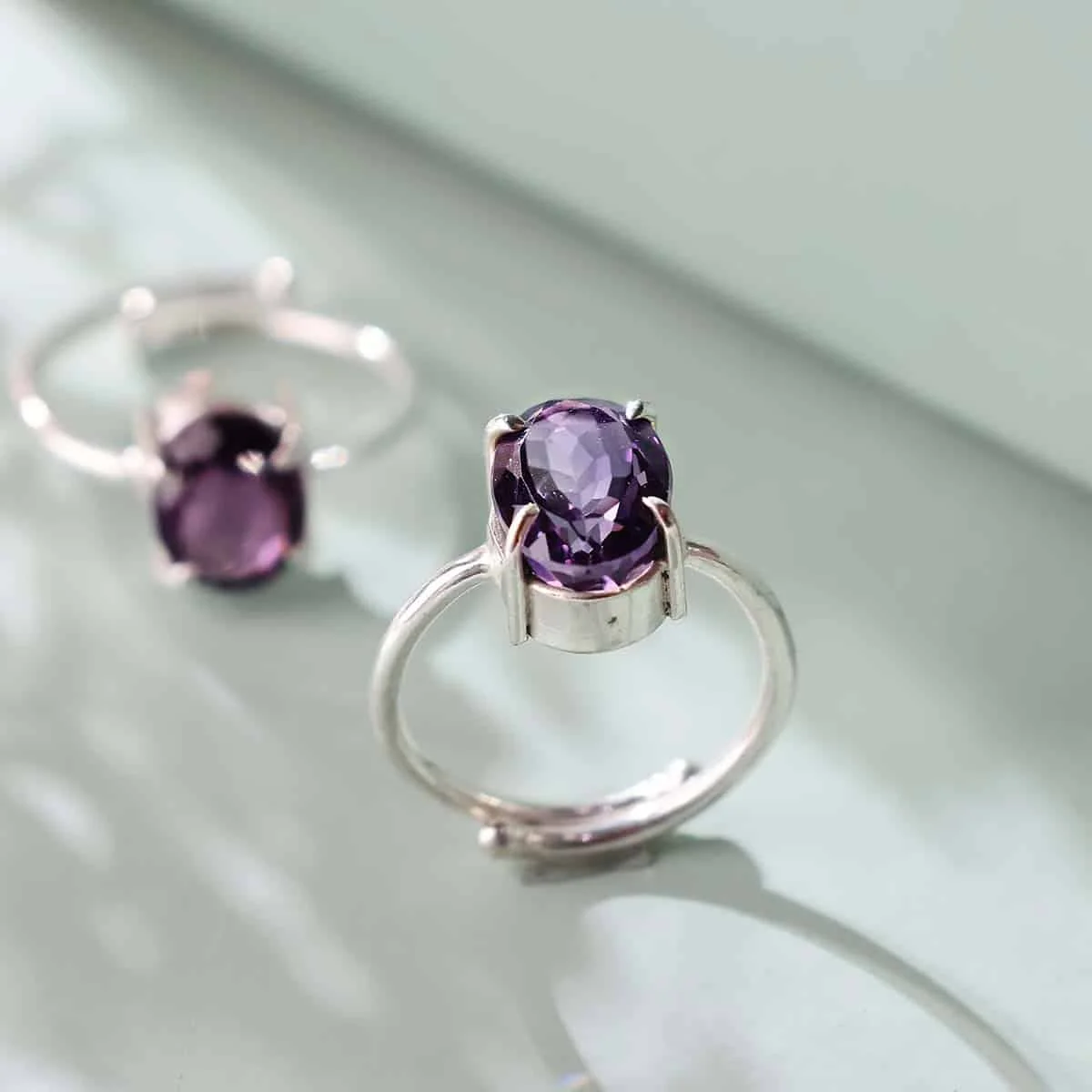 Amethyst Diamond Cut Ring
