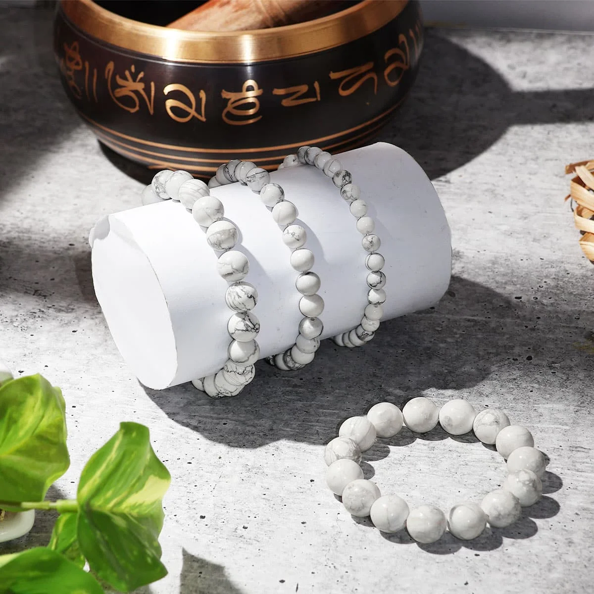 Lumina Natural White Howlite Bracelet (8mm Beads) | The Stone of Patience, Anger Relief, Deep Sleep & Crown Chakra Calming for Women & Men