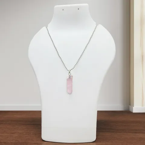 Natural Rose Quartz Pencil Point Crystal Pendant – Handcrafted Hexagonal Wand Pendant for Heart Chakra Healing, Self-Love & Daily Fashion Jewelry