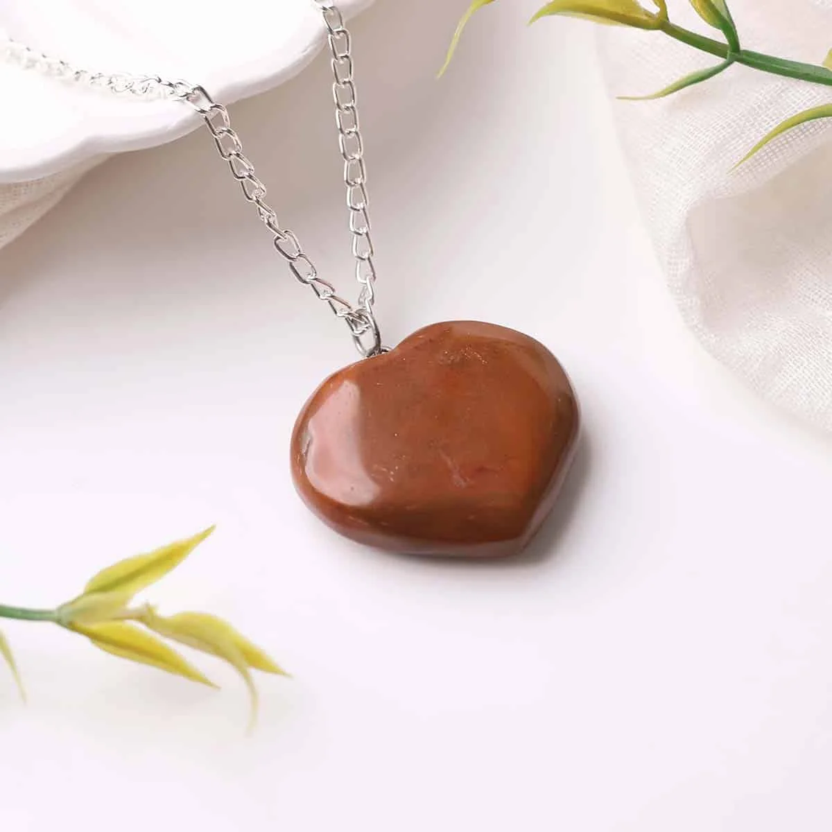Natural Red Jasper Heart Crystal Pendant – Handcrafted Brick-Red Gemstone Heart Pendant for Root Chakra Grounding, Vitality & Emotional Stability