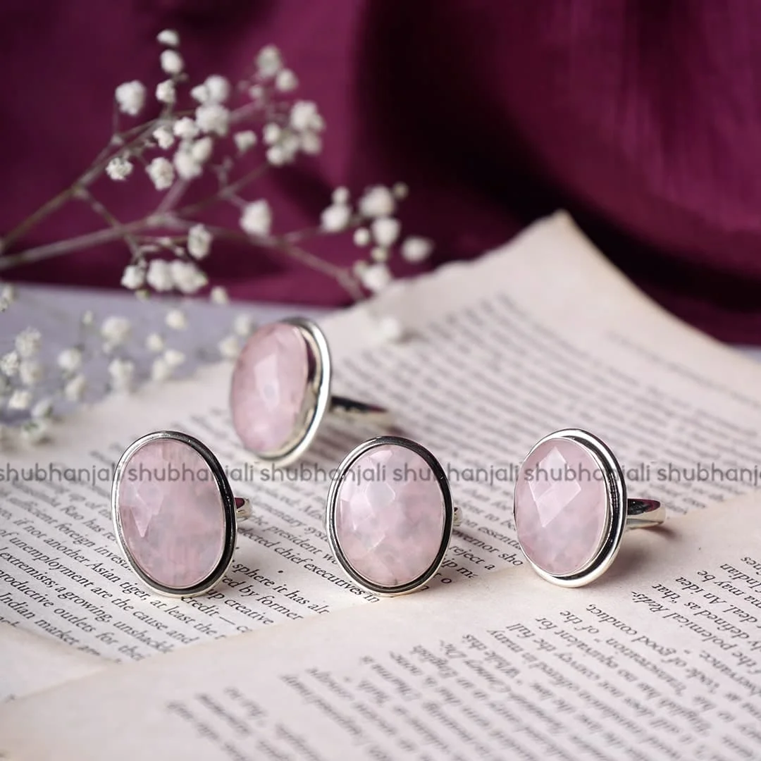 Rose Quartz Faceted Ring
