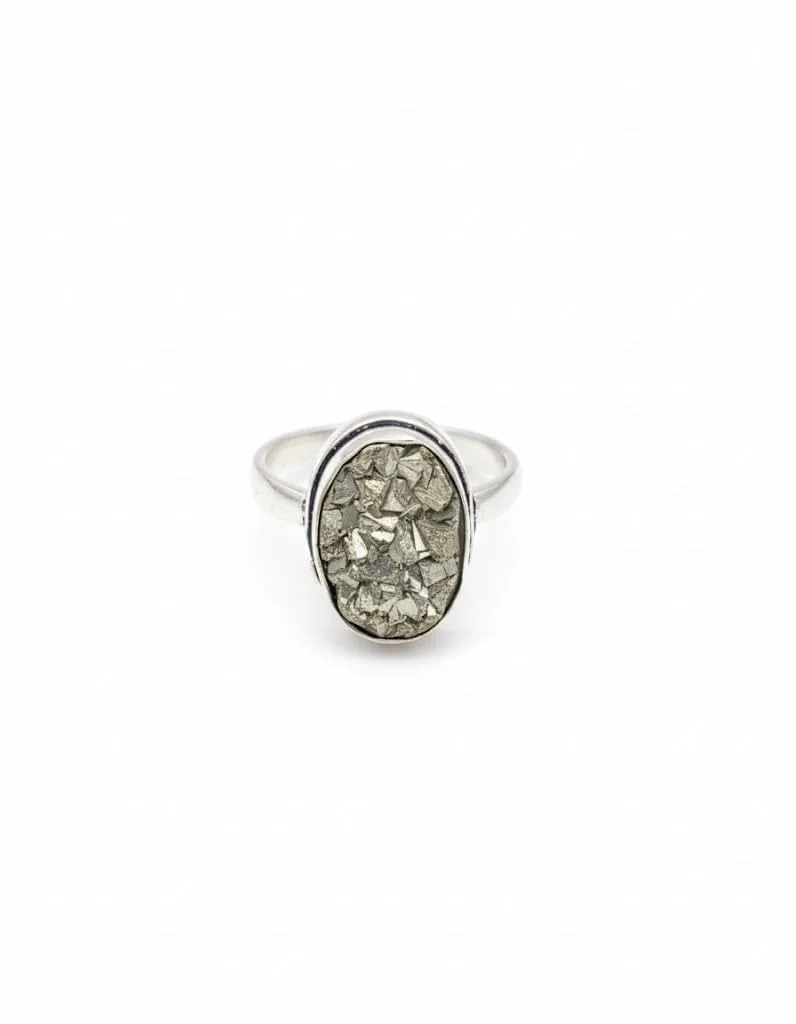 Raw Pyrite Stone Ring for Men and Women | Natural Uncut Pyrite Crystal Adjustable Ring | Handmade Gemstone Jewelry for Spiritual & Gifting