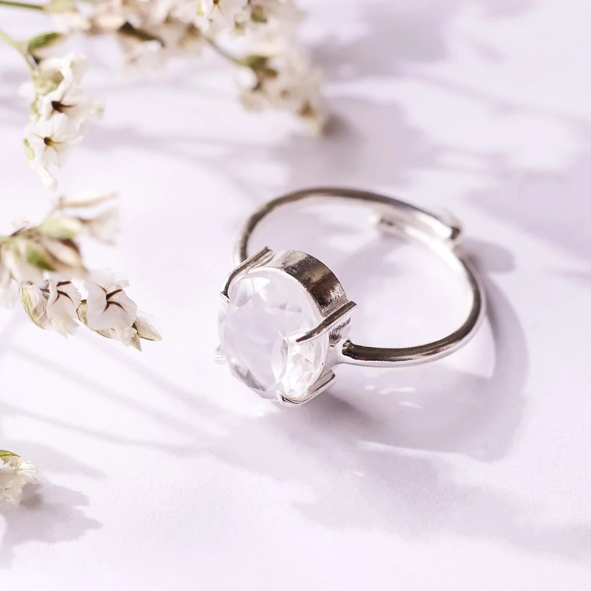 Clear Quartz Diamond Cut Ring