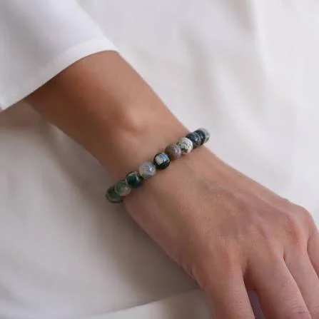 Lumina Natural Tree Agate Bracelet (8mm Beads) | Stone of Plentitude, Deep Grounding & Heart Chakra Growth for Men & Women