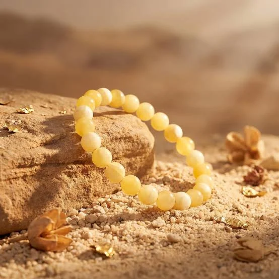 Lumina Natural Yellow Calcite Bracelet (8mm Beads) | Solar Plexus Chakra Stone for Willpower, Joy & Mental Clarity (Men & Women)