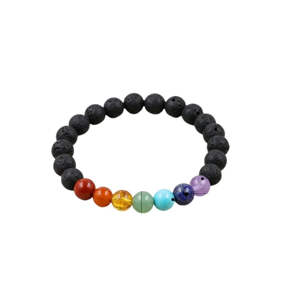 Lumina Original 7 Chakra Lava Stone Bracelet (8mm Beads) | Natural Aromatherapy Diffuser & Root-to-Crown Energy Alignment Bracelet for Men & Women