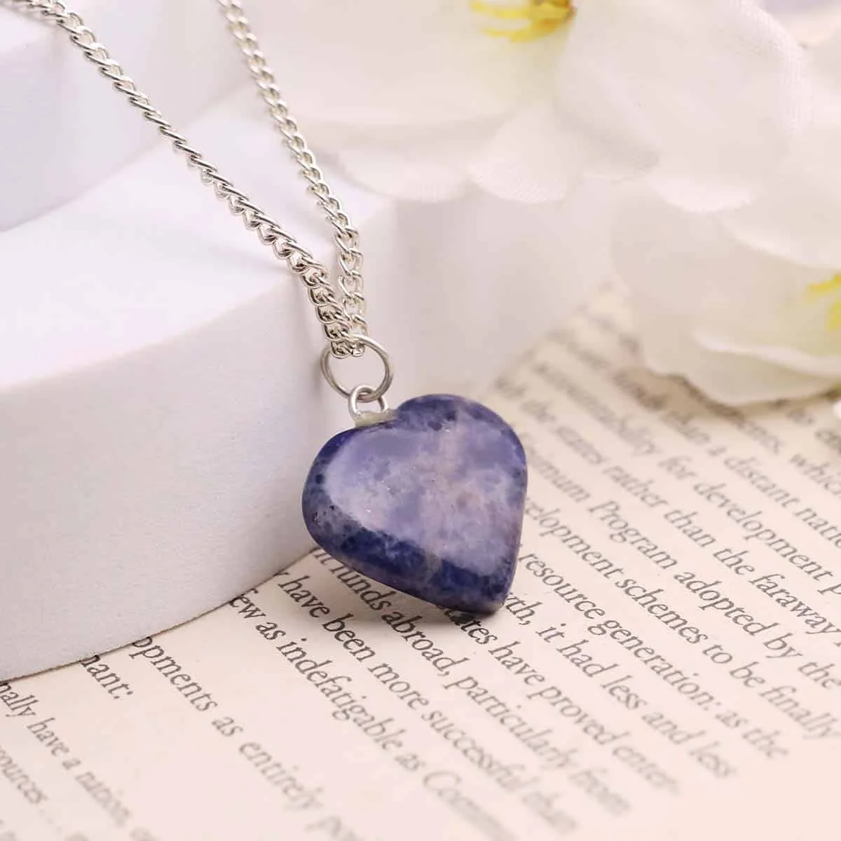 Natural Sodalite Heart Crystal Pendant – Handcrafted Deep Blue Gemstone Heart Pendant for Throat Chakra Alignment, Intuition & Mental Clarity