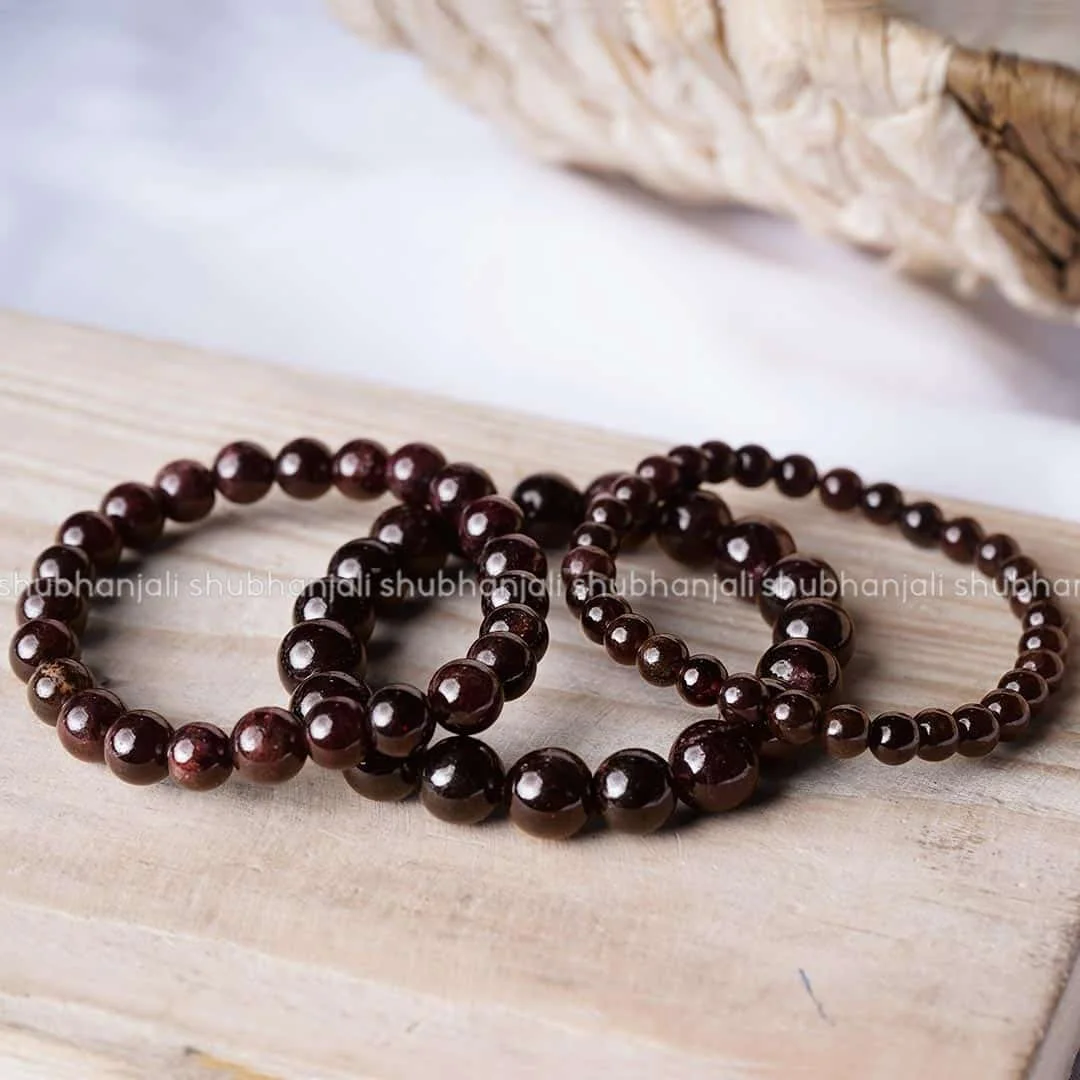 Lumina Natural Red Garnet Bracelet (8mm Beads) | Stone of Passion, Root Chakra Vitality, Surya Alignment & Grounded Strength for Women & Men