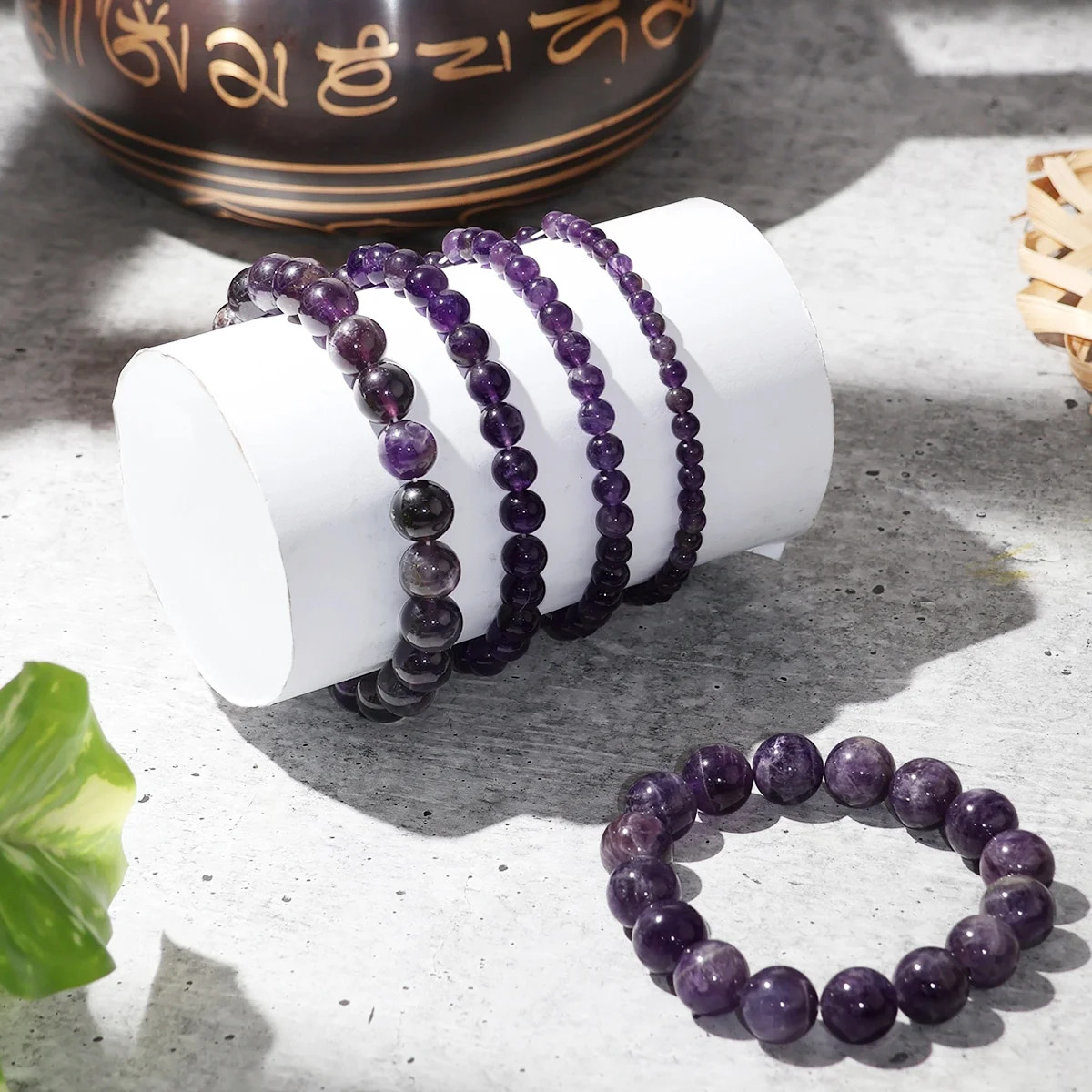 Lumina Natural Amethyst Bracelet (8mm Beads) | Crown Chakra Healing Stone for Sleep, Stress Relief & Anxiety Protection for Men & Women