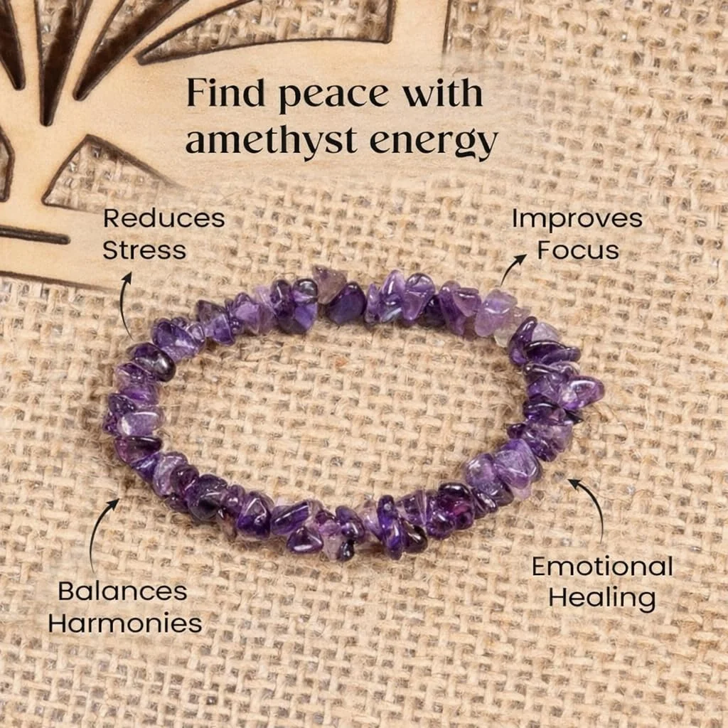 Natural Amethyst Healing Crystal Bracelet for Men & Women