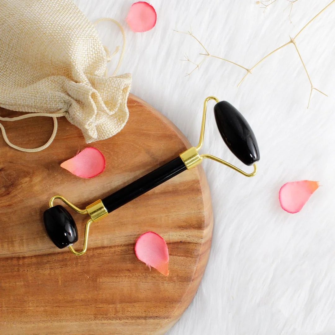 Black Obsidian Face Massage Roller