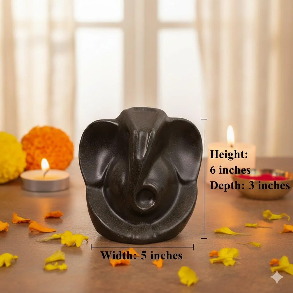 Natural Pyrite Stone Ganesha Idol for Home Decor, Handcrafted Crystal Lord Ganesh Statue for Vastu and Feng Shui, Decorative Showpiece for Living Room, Office, Best for Ganesh Chaturthi