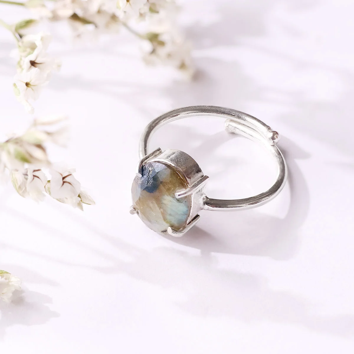 Labradorite Diamond Cut Ring