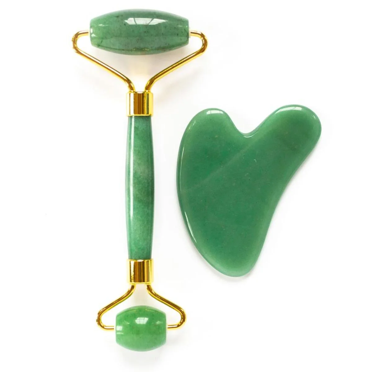 Green Aventurine Facial Massage Roller,Gua Sha Massage Tool,Combo